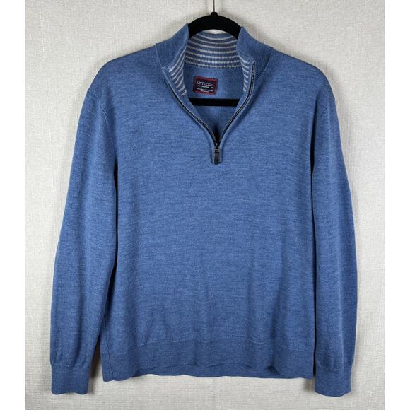 Untuckit Mens Quarter Zip Merino Wool Super Soft Dad Sweater Blue Size Medium - Picture 2 of 10